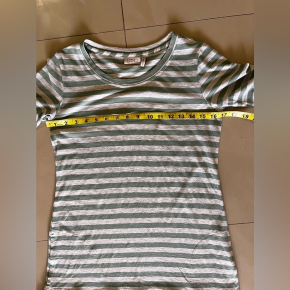 LOGO By Lori Goldstein Stripe Knit Shift Dress Flounce Hem Green XXS - Picture 10 of 16